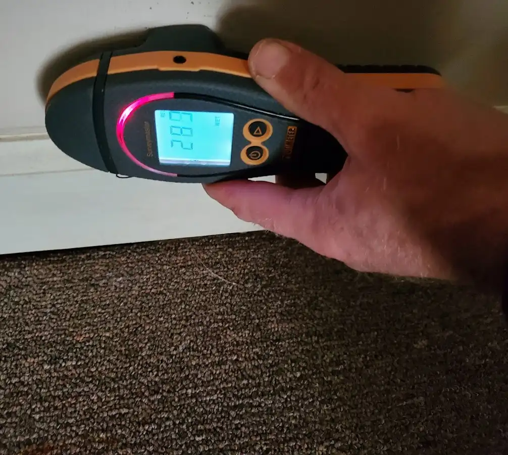 Moisture detection at baseboard during Mold Inspection & Testing in Agoura Hills